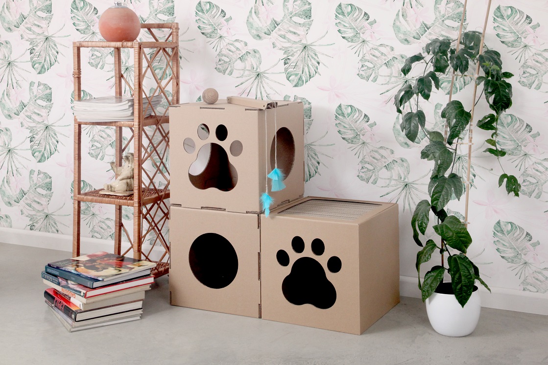 CARTON+ PETS Kartonowy domek z drapakiem dla kota Netti