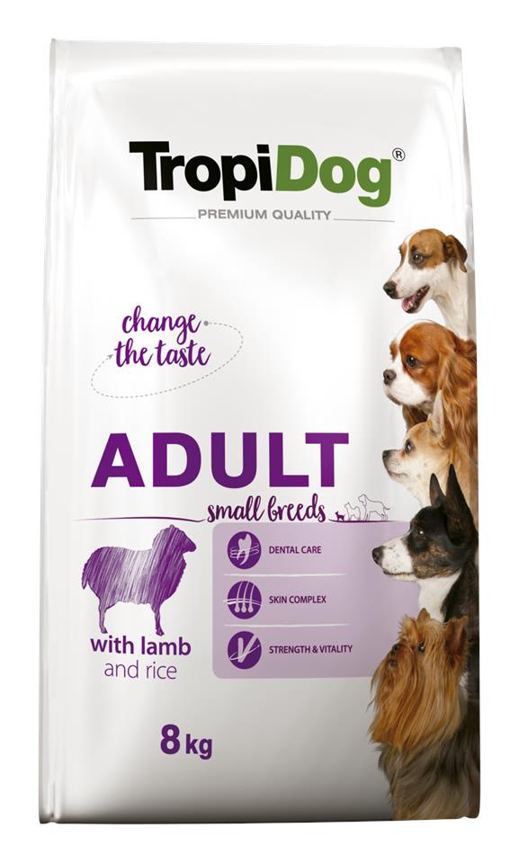 TROPIDOG Premium Adult S Lamb&Rice 8kg sucha karma dla psów małych ras Jagnięcina i ryż
