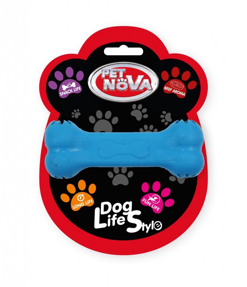 Фото - Іграшка для собаки Pet Nova Kość na przysmaki dla psa aromat wołowiny 11 cm niebieska 