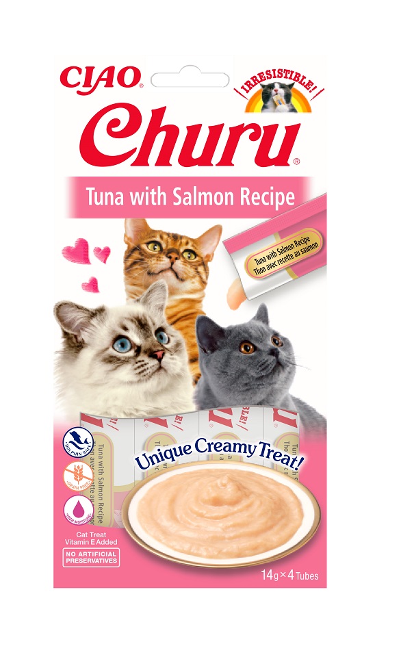 Фото - Корм для собак INABA Churu Cat kremowy przysmak dla kota tuńczyk i łosoś 56 g 