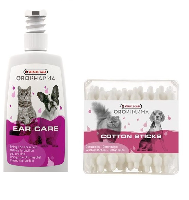 VERSELE-LAGA Ear Care Płyn do czyszczenia uszu 150 ml + patyczki kosmetyczne 56 szt.