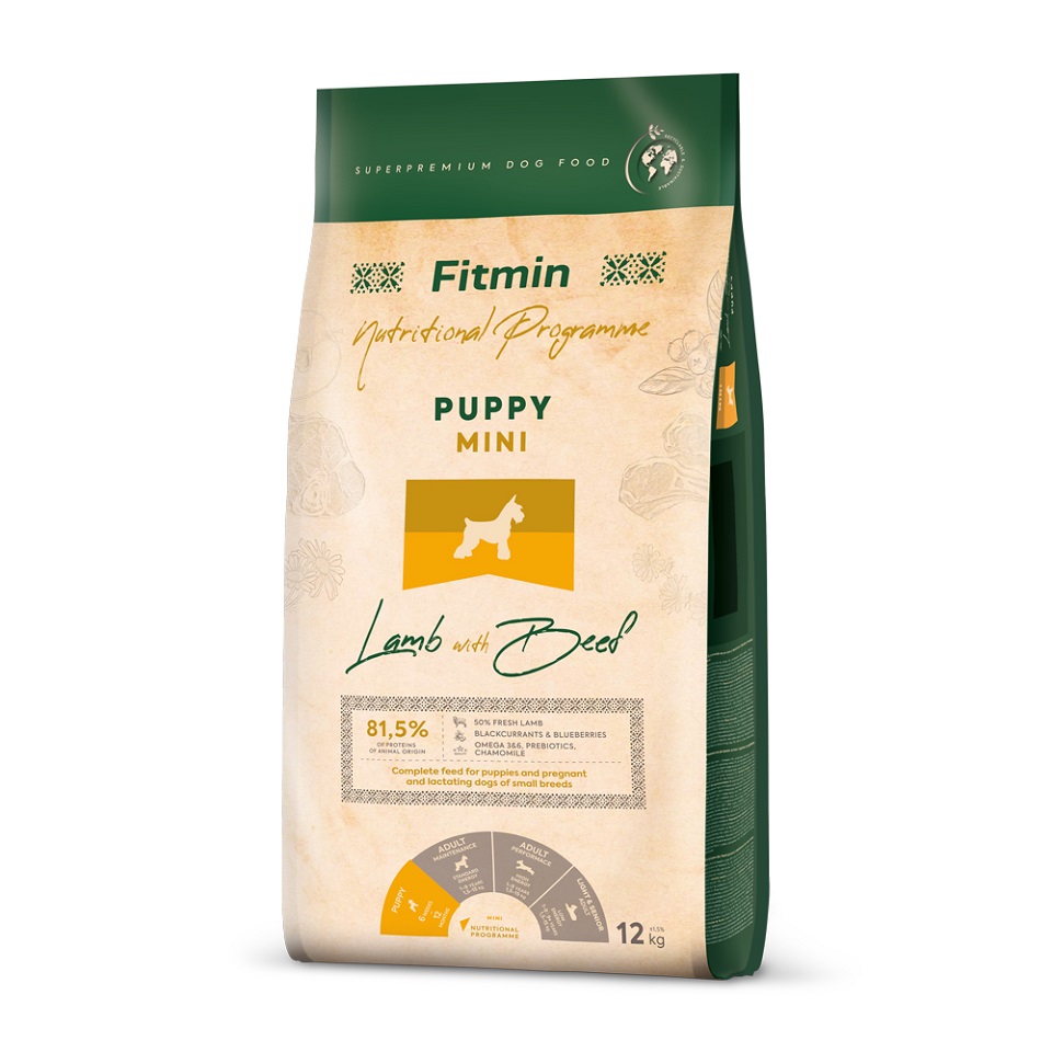 Фото - Корм для собак Fitmin Dog Nutritional Programme Mini Puppy Lamb&Beef 12 kg dla szczen 