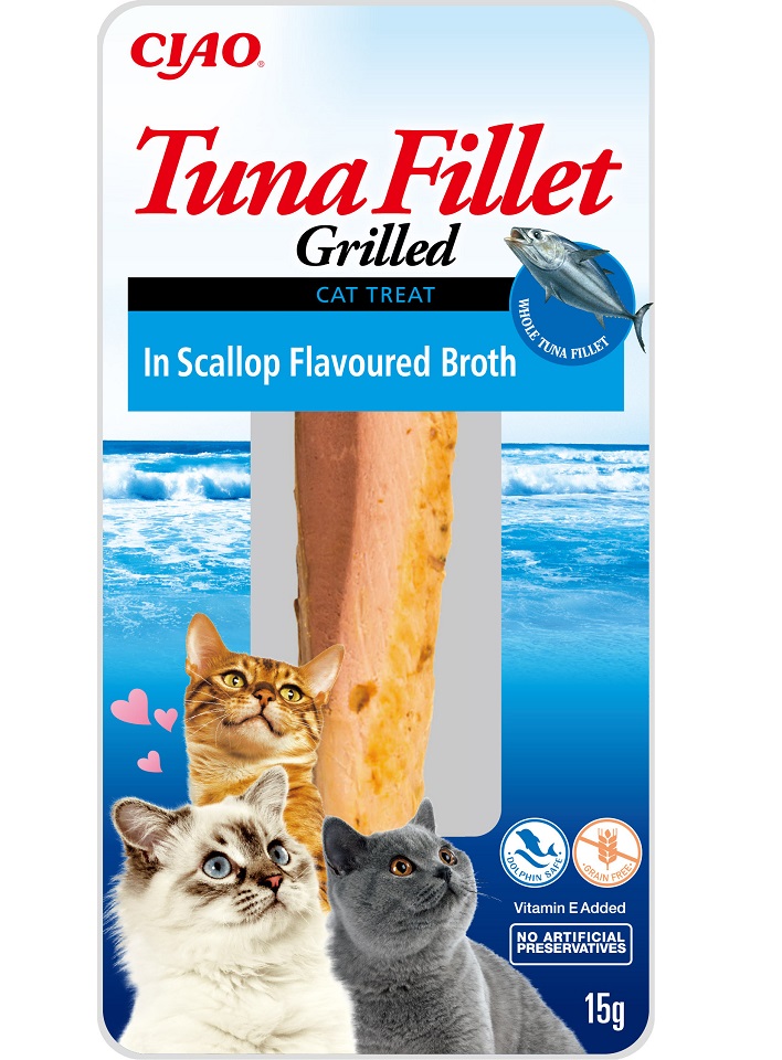 Фото - Корм для кішок INABA Tuna fillet in scallop broth 15g filet z tuńczyka w bulionie z przeg 