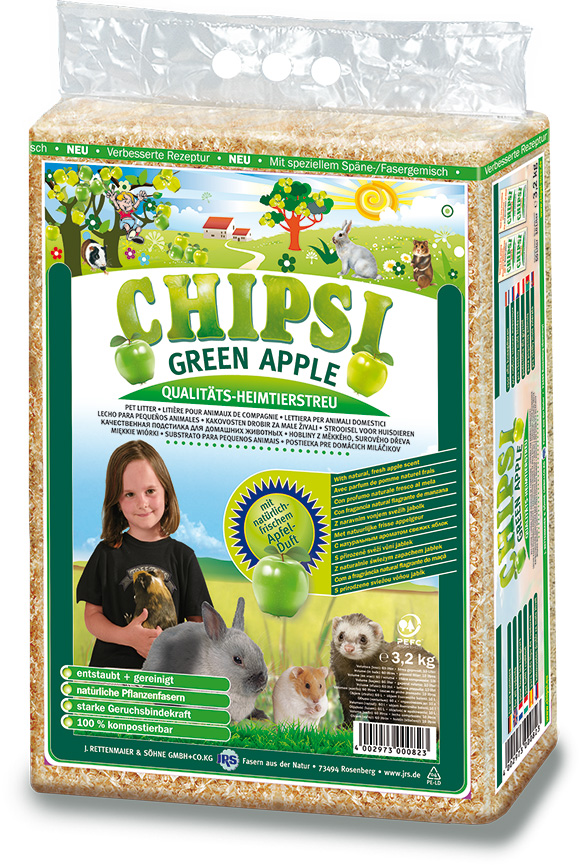 Фото - Наповнювач для гризунів JRS Chipsi Green Apple trociny dla gryzoni o zapachu jabłka 1 kg 