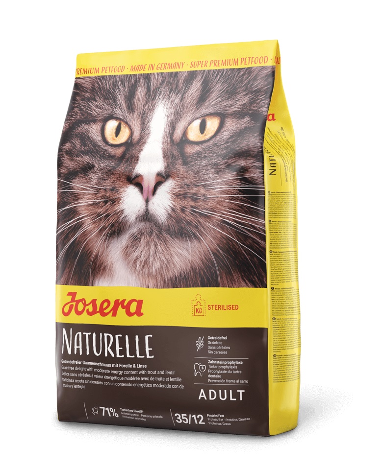 JOSERA Naturelle dla kotów po sterylizacji 2 kg + Crunchies with Salmon 60 g chrupiące przysmaki z łososiem dla kotów GRATIS