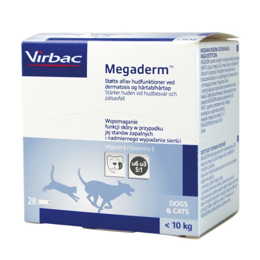 Фото - Ліки й вітаміни Virbac Megaderm 28x4 ml suplement diety dla psów i kotów do 10 kg na probl 