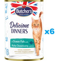 BUTCHER'S Delicious Dinners, karma dla kota, kawałki z rybą morską w galaretce, 400g x 6