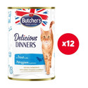 BUTCHER'S Delicious Dinners, karma dla kota, kawałki z pstrągiem w galaretce 12 x 400g