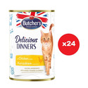 BUTCHER'S Delicious Dinners, karma dla kota, kawałki z kurczakiem w galaretce 24 x 400g