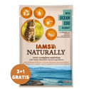 IAMS Naturally Adult Cat with Ocean Cod in Gravy karma dla kota w sosie 3 x 85 g + 1 GRATIS