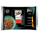 SHEBA Selection Soczyste Smaki saszetki 4x85 g mokra karma pełnoporcjowa dla dorosłych kotów w sosie kawałki z kurczakiem i wołowiną, kurczakiem, jagnięciną, kaczką i indykiem
