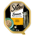 SHEBA Sauce Collection tacka 85 g mokra karma pełnoporcjowa dla dorosłych kotów frykasy z indykiem i warzywami w sosie