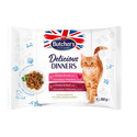 Delicious Dinners kawałki w galaretce dla dorosłych kotów 4x100g z kurczakiem i wątróbką, z kurczakiem i wołowiną