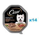 CESAR tacka 14x150 g mokra karma pełnoporcjowa dla dorosłych psów w sosie z delikatną wołowiną indykiem i ziołami
