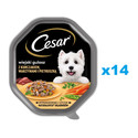 CESAR tacka 14x150 g mokra karma pełnoporcjowa dla dorosłych psów w sosie z kurczakiem warzywami i pietruszką