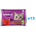 WHISKAS Adult saszetka 52x85g Klasyczne Posiłki mokra karma dla dorosłych kotów w sosie z: wołowiną, kurczakiem