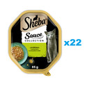 SHEBA Sauce Collection tacka 22x85 g mokra karma pełnoporcjowa dla dorosłych kotów kawałki z królikiem i warzywami w sosie