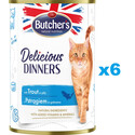 BUTCHER'S Delicious Dinners, karma dla kota, kawałki z pstrągiem w galaretce, 400g x 6