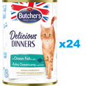 BUTCHER'S Delicious Dinners, karma dla kota, kawałki z rybą morską w galaretce 24 x 400g