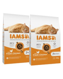 IAMS for Vitality dla starszych kotów ze świeżym kurczakiem 20 kg (2 x 10 kg)