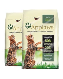 APPLAWS Dry cat Adult kurczak i jagnięcina karma dla dorosłych kotów 15 kg (2 x 7,5 kg)