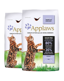 APPLAWS Dry cat Adult kurczak i kaczka karma dla dorosłych kotów 15 kg (2 x 7,5 kg)