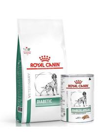 ROYAL CANIN Vet Dog Diabetic 12 kg dla dorosłych psów z cukrzycą + 12 x Diabetic 410 g mokra karma