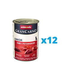 ANIMONDA GranCarno Junior zestaw z wołowiną i sercami 12 x 400 g