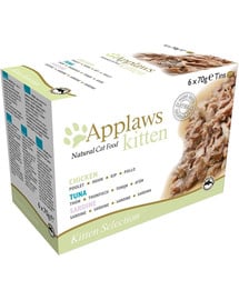 Applaws Cat Tin Multipack 6 x 70 g Kitten Selection karma mokra dla kota mix smaków z rybą i kurczakiem