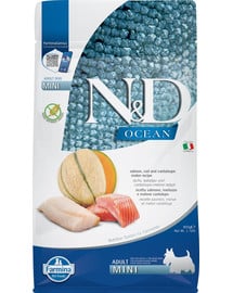 N&D Ocean Dog Adult Mini salmon, cod & canatloupe melon 800 g łosoś, dorsz, melon kantalupa