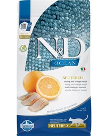 N&D Ocean Cat Neutered Adult Herring & Orange 1.5 kg śledź i pomarańcza dla kastratów
