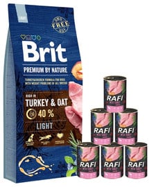 BRIT Premium By Nature Light 15 kg + mokra karma z indykiem 6x400 g