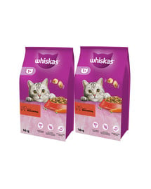 WHISKAS Adult 2x14kg - sucha karma dla kotów z wołowiną i warzywami
