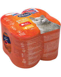 BUTCHER'S Natural&Healthy Cat wołowina kurczak 24 x 400 g (20x400g + 4x400g GRATIS)