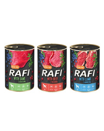 RAFI Mix smaków (wołowina, jagnięcina, dziczyzna) 36x400g mokra karma dla psa