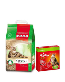 JRS Cat'S best eco plus 7l (3 kg) + VET-AGRO Fiprex Duo Preparat na kleszcze i pchły dla kotów i fretek