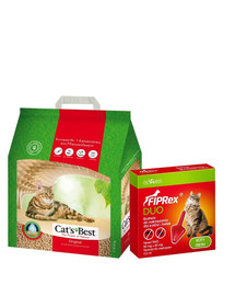 JRS Cat’s Best Original eko plus 5 l (2,1 kg) + VET-AGRO Fiprex Duo Preparat na kleszcze i pchły dla kotów i fretek