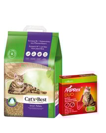 JRS Cat's Best Smart Pellets 5l żwirek zbrylający dla kota + VET-AGRO Fiprex Duo Preparat na kleszcze i pchły dla kotów i fretek