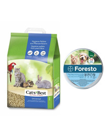 JRS Cat'S best universal 7l (4 kg) + BAYER FORESTO Obroża dla kota i psa przeciw kleszczom i pchłom poniżej 8 kg
