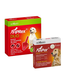 VET-AGRO Fiprex Duo L Preparat na kleszcze i pchły dla psa rasy duże + InPar Tabletki na odrobaczanie psa pasożyty wewnętrzne 2 tab.