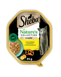 SHEBA Nature’s Collection tacka 85 g mokra karma pełnoporcjowa dla dorosłych kotów kawałki z kurczakiem w sosie