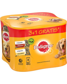 PEDIGREE Adult 4x400 g mokra pełnoporcjowa karma dla dorosłych psów w galaretce z kurczakiem i wołowiną