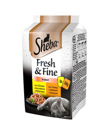 saszetka 6x50g Fresh & Fine - mokra karma dla kotów w sosie (z kurczakiem, z drobiem, z indykiem)