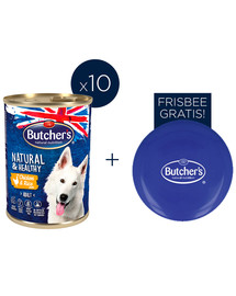 BUTCHER'S Natural&Healthy Dog z kurczakiem i ryżem pasztet 10x390g + frisbee GRATIS