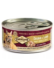 CARNILOVE Cat mokra karma dla kota 12 x 100 g puszki kurczak i jagnięcina