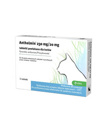 Anthelmin 2x230 mg/20 mg tabletki powlekane odrobaczające dla kotów