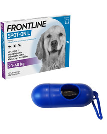 FRONTLINE Spot-on L psy 20-40 kg 3 pipetki + Woreczki na psie odchody GRATIS