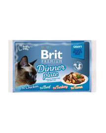 Premium Cat pouch gravy fillet Dinner plate Saszetki w sosie dla kotów, mix smaków 340 g (4x85 g)