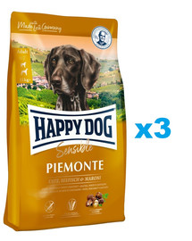 HAPPY DOG Supreme piemonte - kaczka, kasztan, ryby 3 x 10 kg
