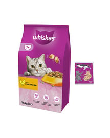 WHISKAS Adult 14kg - sucha karma dla kotów z kurczakiem i warzywami + Zeszyt z kotkami GRATIS